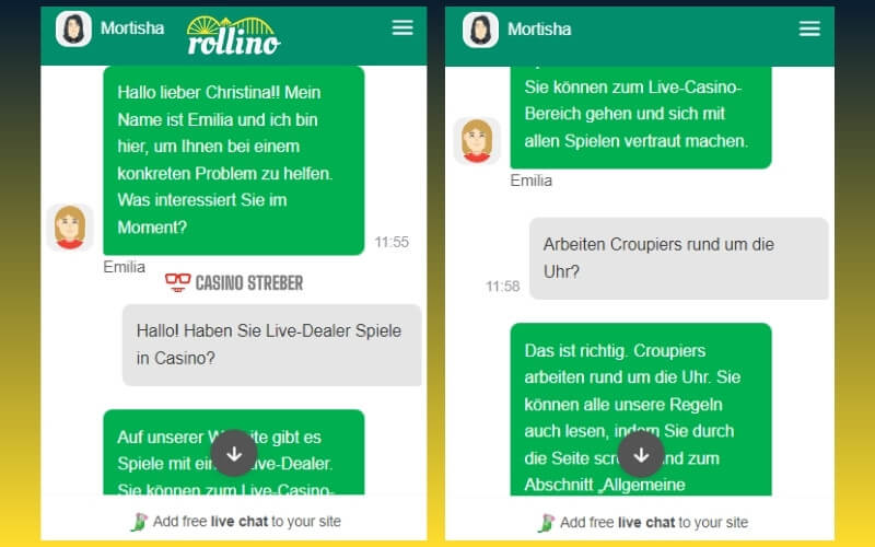 rollino casino support